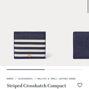 Ralph Lauren Navy and White Striped Compact Wallet